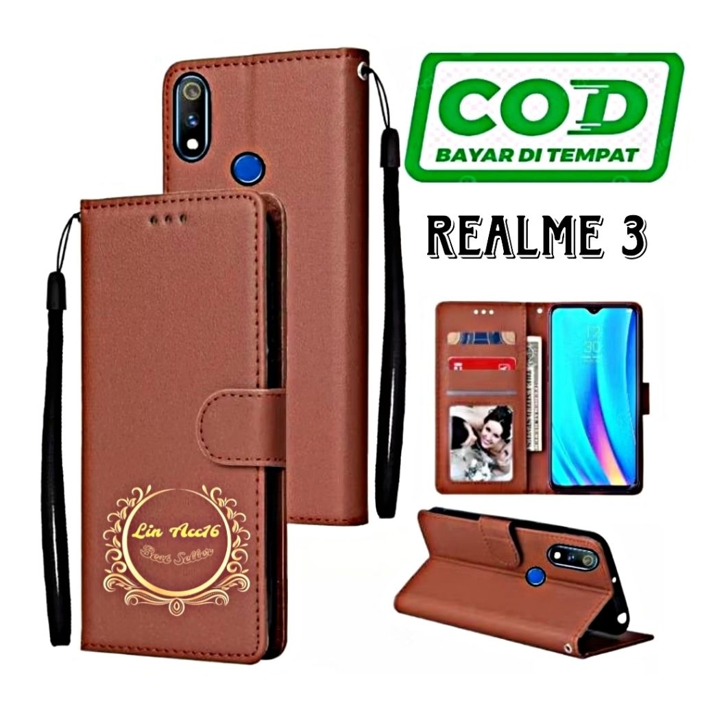 Casing Realme 3 Case HP Kulit Premium Flip Cover Dompet Elegan - Multifungsi Penutup