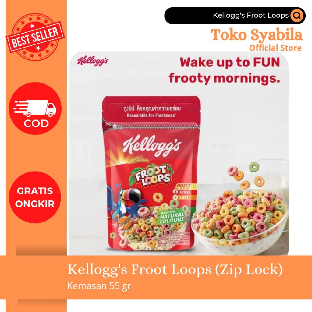 

TERMURAH !!! 55 gram Kellogg's Froot Loops (Zip Lock) | Enak & Termurah