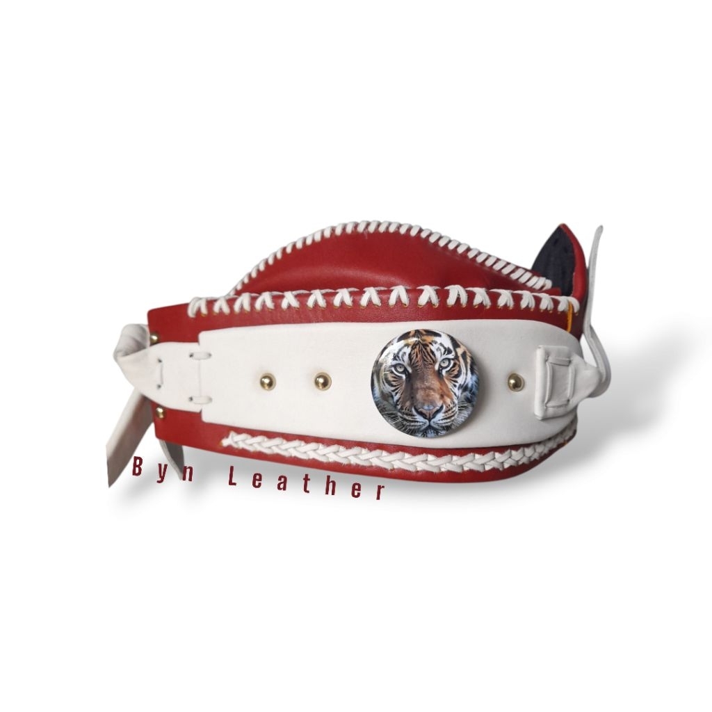 Iket Tradisional Jawa sunda/ Blangkon Merah Putih/ Bendo Kulit/Blangkon Kulit