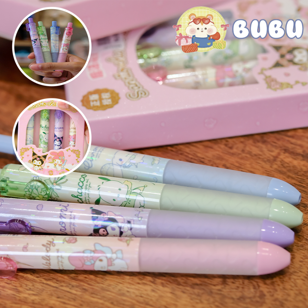 

BUBU Bolpoint Pulpen Sanrio Karakter Lucu | Kuromi Melody Cinnamoroll Pochacco | Box Set Satuan