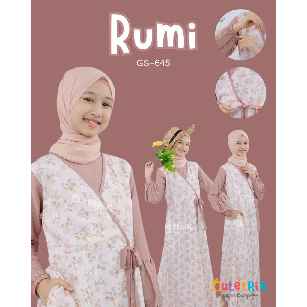 (8-14 tahun) GS 645 653 Baju Muslim Gamis Hanbok Kimono Katun Linen Dress Anak Remaja Rumi by Cutetr