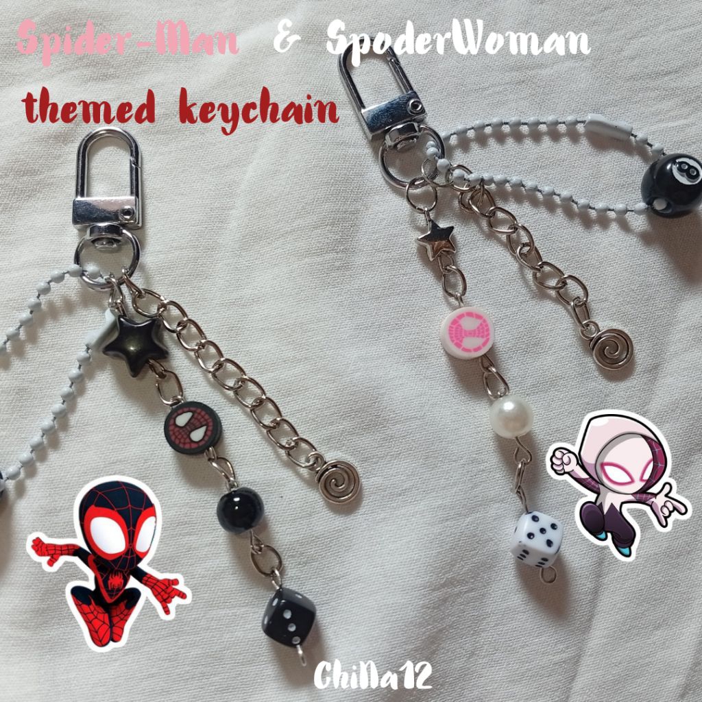 Keychain Couple Gantungan tas spiderman & Spider Women Theme Keychain Gantung Tas Aesthetic Gantunga