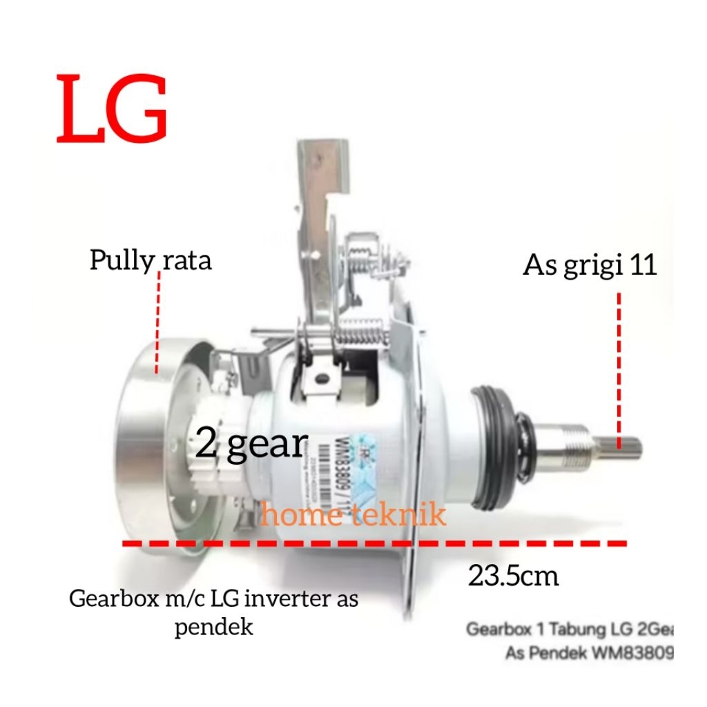 Gearbox mesin cuci LG inverter pully rata AS PENDEK 2gear