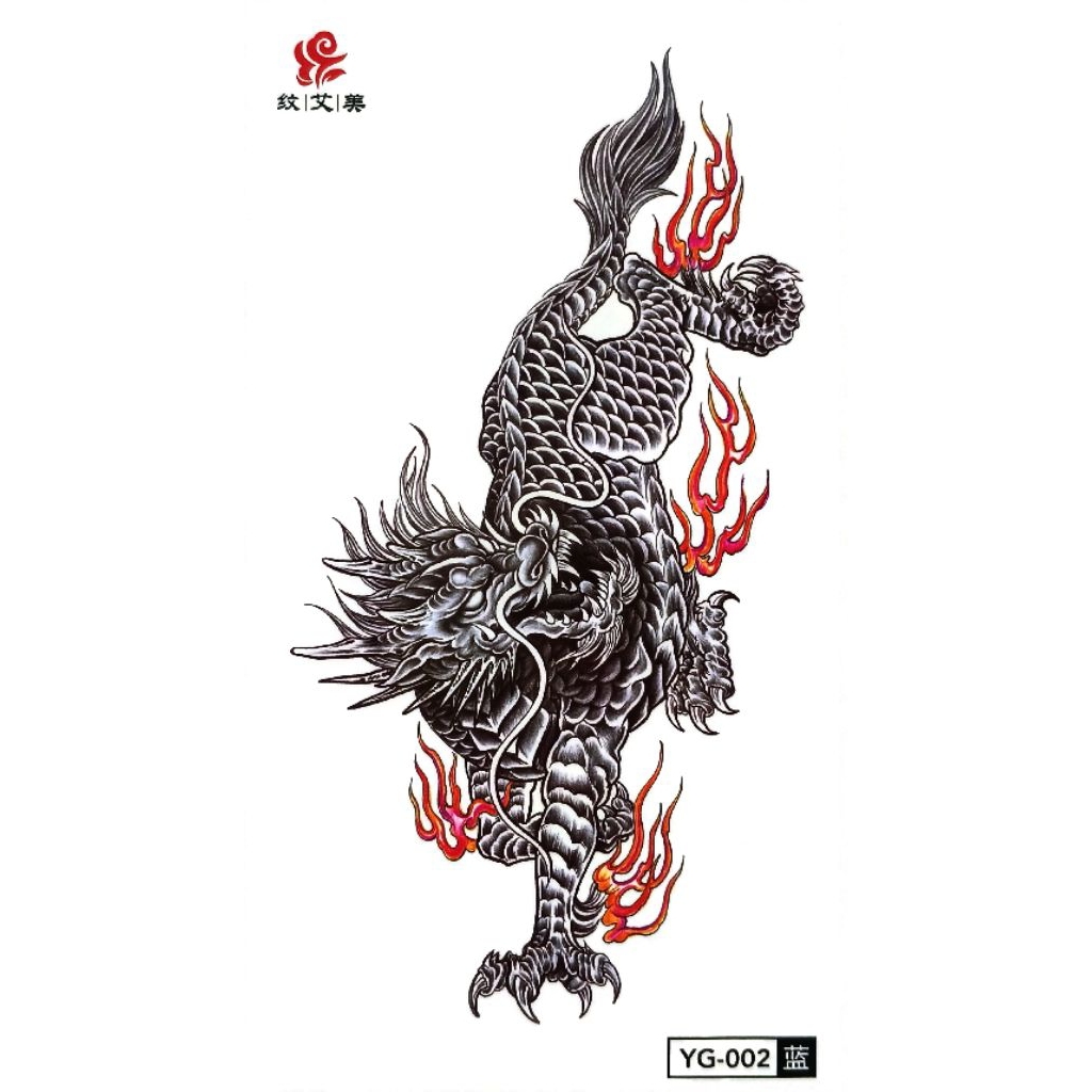 [COD] Tatto UV/Ultraviolet Naga Api kode YG-002 | Tatto Tempel Tubuh Unisex Tahan Air 2-4 hari | Tat
