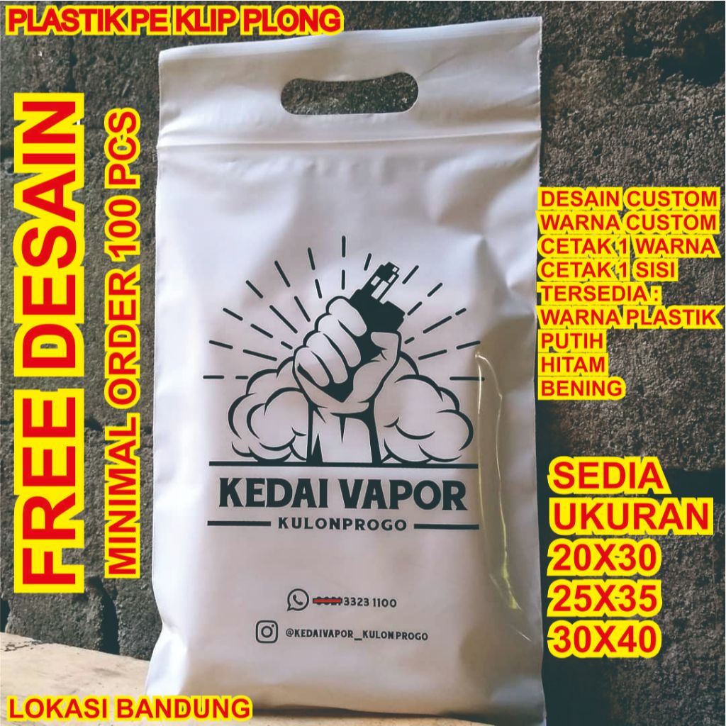 Plastik Pe Klip Plong Custom (Minimal 100pcs )plastik kemasan plastik packing sepatu ,hp,plastik sab