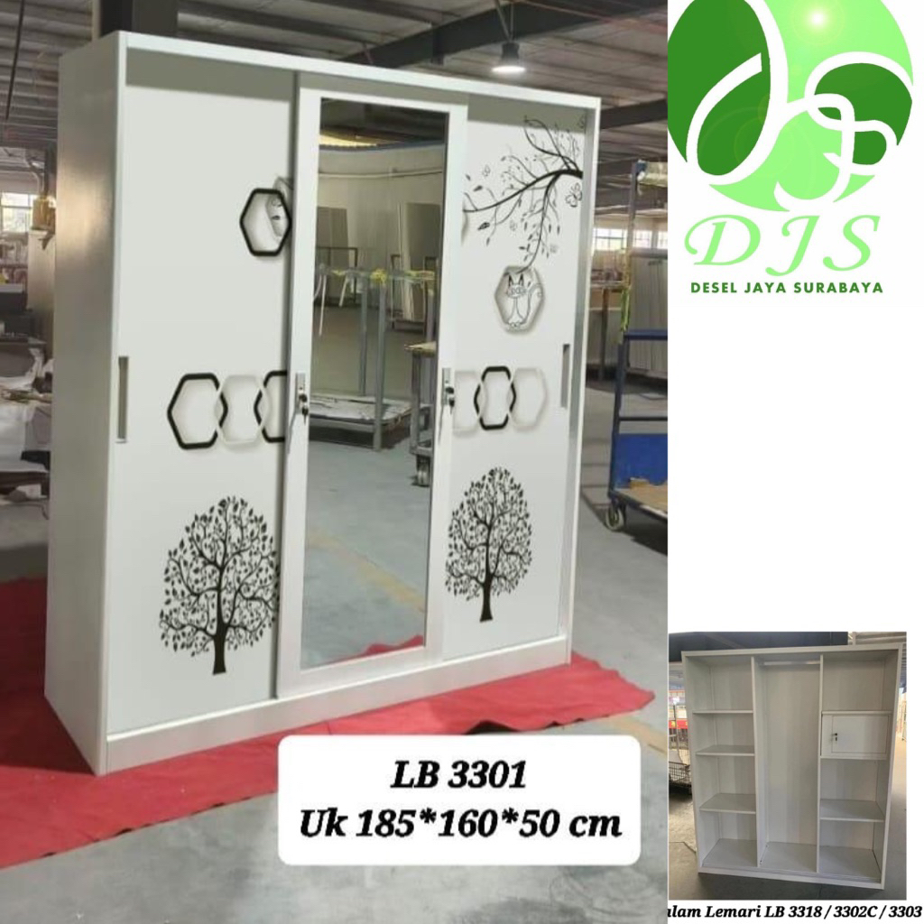 Lemari Baju Besi Sliding - Lemari Baju 3 Pintu LB-3301 - Lemari Baju Besi - Lemari sliding Baju Besi