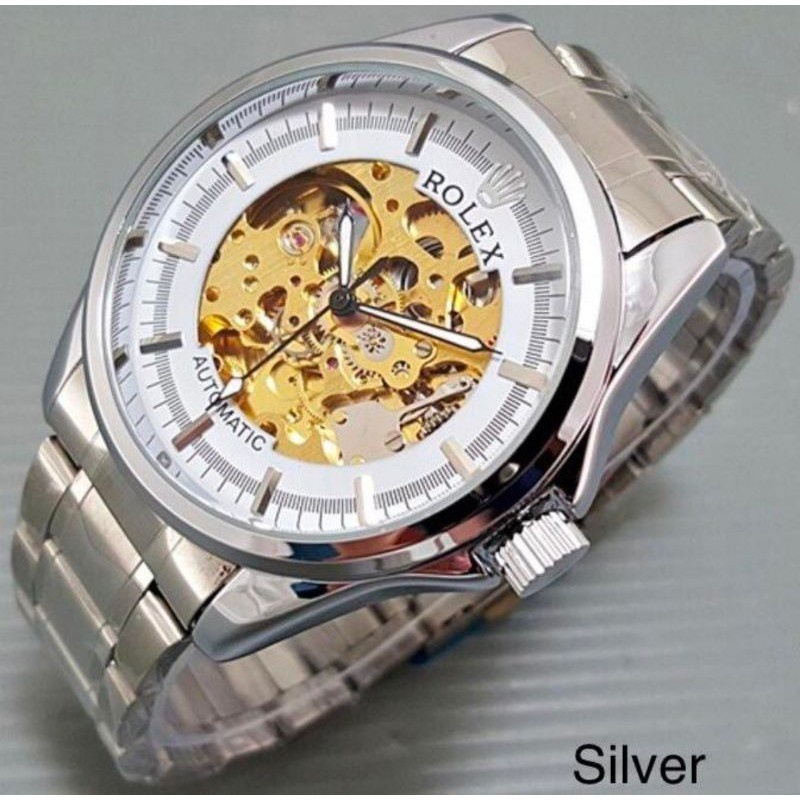 Jam Tangan Pria Rolex Rantai Automatic ( Tanpa Baterai ) Premium Transparan Free Box Rolex