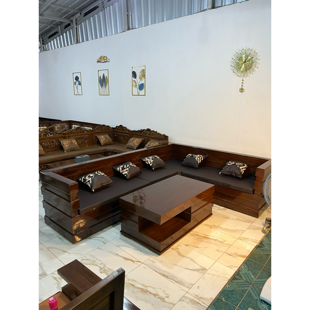 KURSI TAMU SUDUT JATI MODEL BOX MINIMALIS