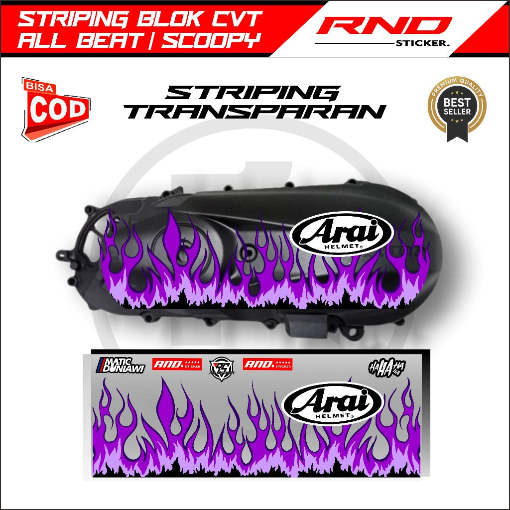 Sticker Blok CVT All Beat/Scoopy motip Arai Api V4 transparan UV varian warna terbaru viral