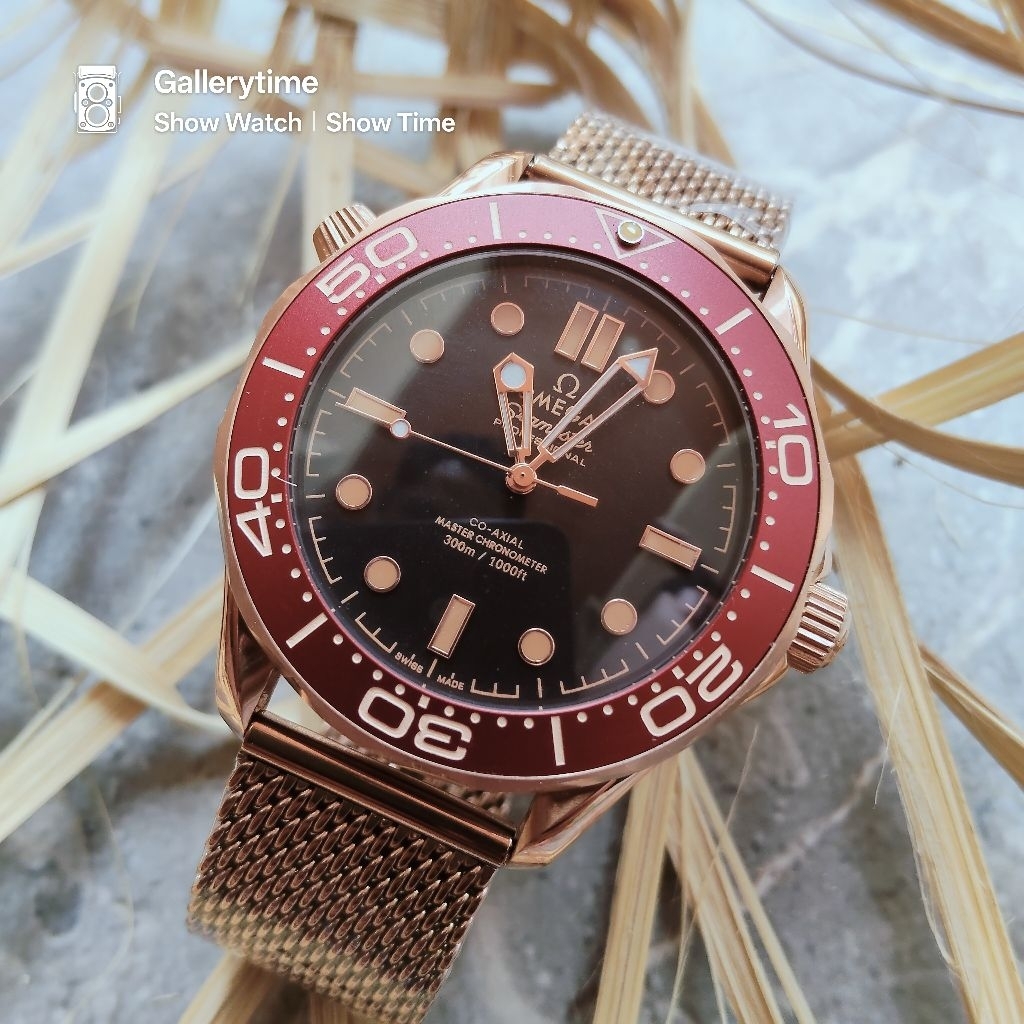 OmegaSeamaster* No Date 300M Pasir Rosegold, Jam Tangan Pria Automatic Ori Jpn