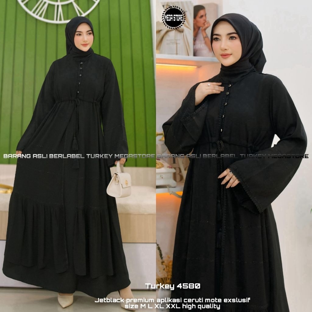 Abaya Black Turkey Gamis Busui Hitam Turki Jumbo Terbaru