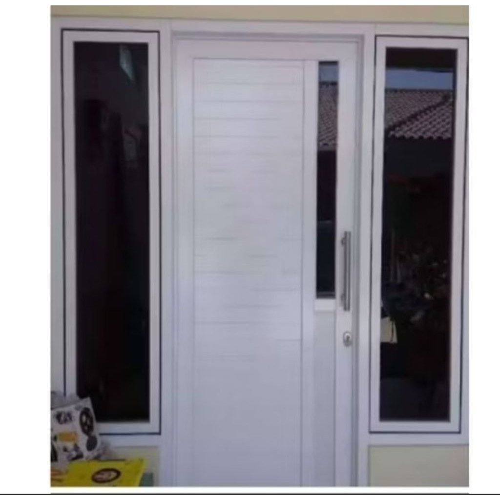 satu set kusen gendong pintu satu.+jendela kanan kiri alumunium 3 in ukuran L 200.T200 gratis Peking