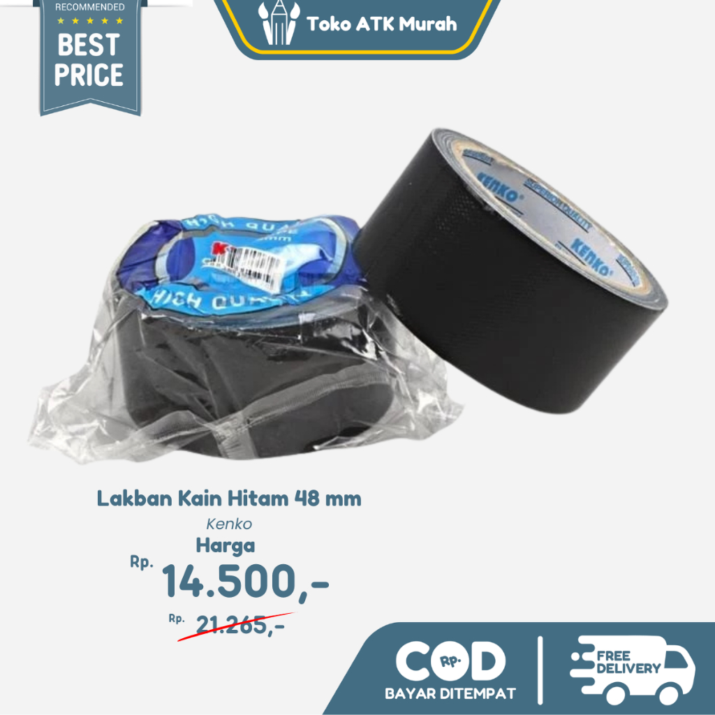 

Lakban Hitam Cloth Tape Kenko 2 Inch 48mm Tape Perekat Kain
