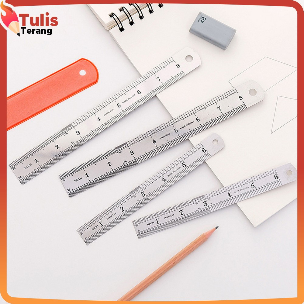 

EC Penggaris Besi 15CM Peralatan Sekolah / Ruler Penggaris Stainless Alat Ukur Serbaguna Tulis Terang A107