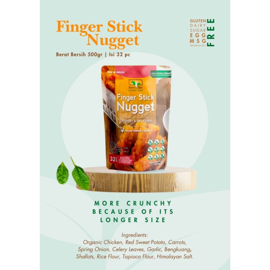 

NESVILLE - FINGER STICK NUGGET 32PCS - 100% NATURAL PRODUK ORGANIK TANPA GLUTEN DAIRY EGG MSG