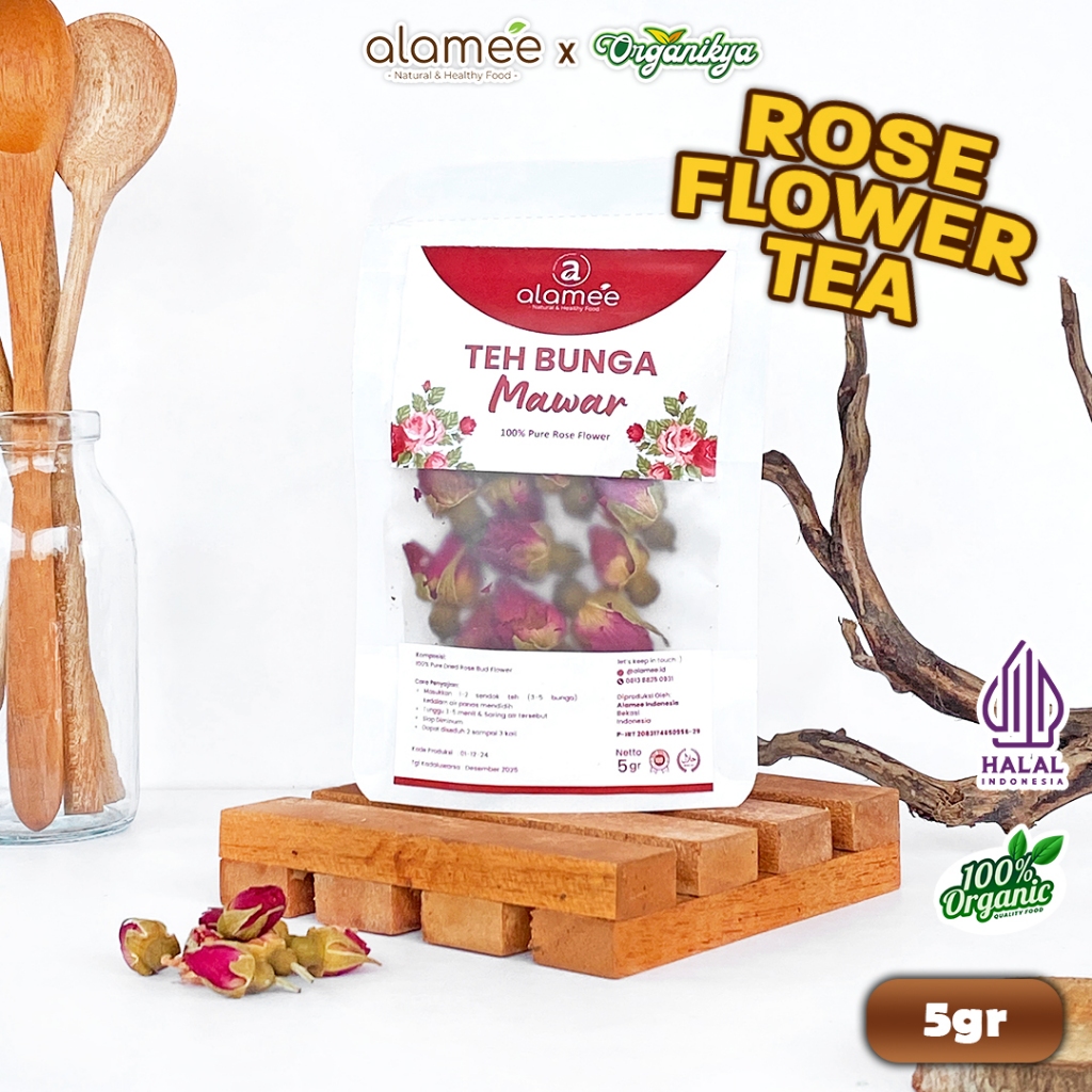 

Teh Bunga Mawar Rose Flower Kemasan Toples Flower Tea Organik Kering Dried Alami 5gr organikya