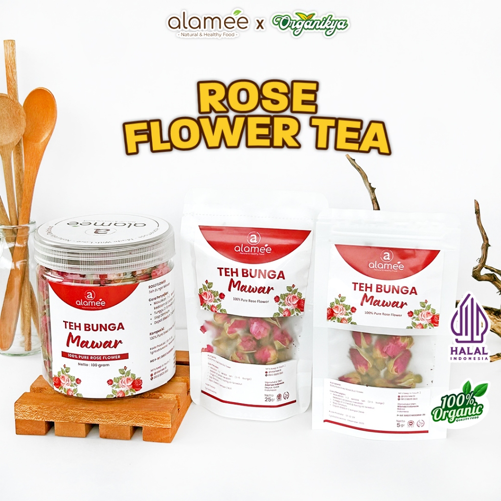

Teh Bunga Mawar Rose Flower Kemasan Toples Flower Tea Organik Kering Dried Alami organikya