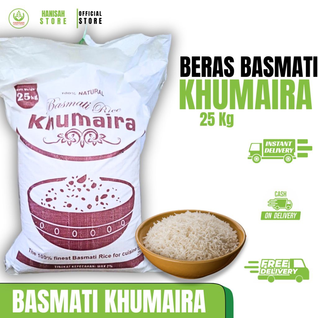 

BERAS BASMATI KHUMAIRA 25KG |BERAS BASMATI KEBULI BIRYANI | BERAS ARAB ORI | Hanisah Store