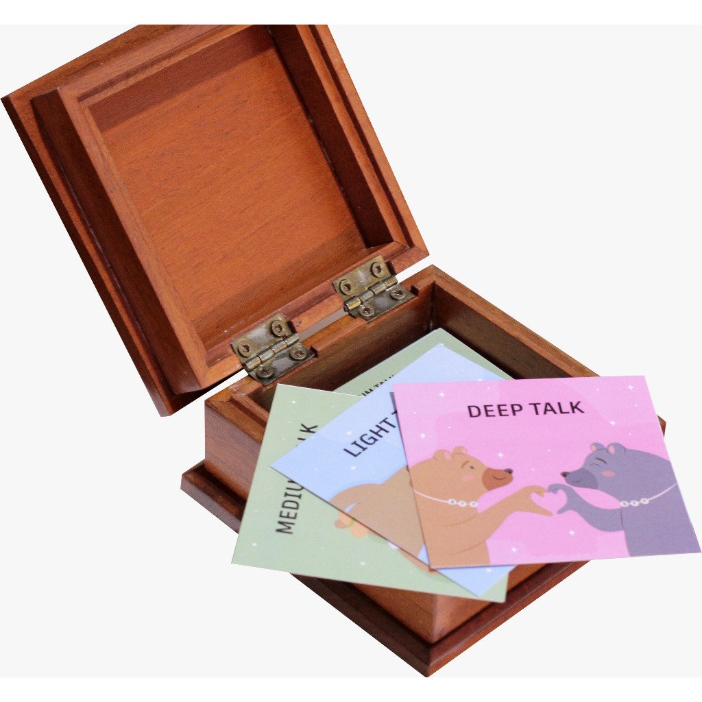 Let's Talk Box / Kartu Pertanyaan Deep Talk + Kotak Kayu Ekslusif