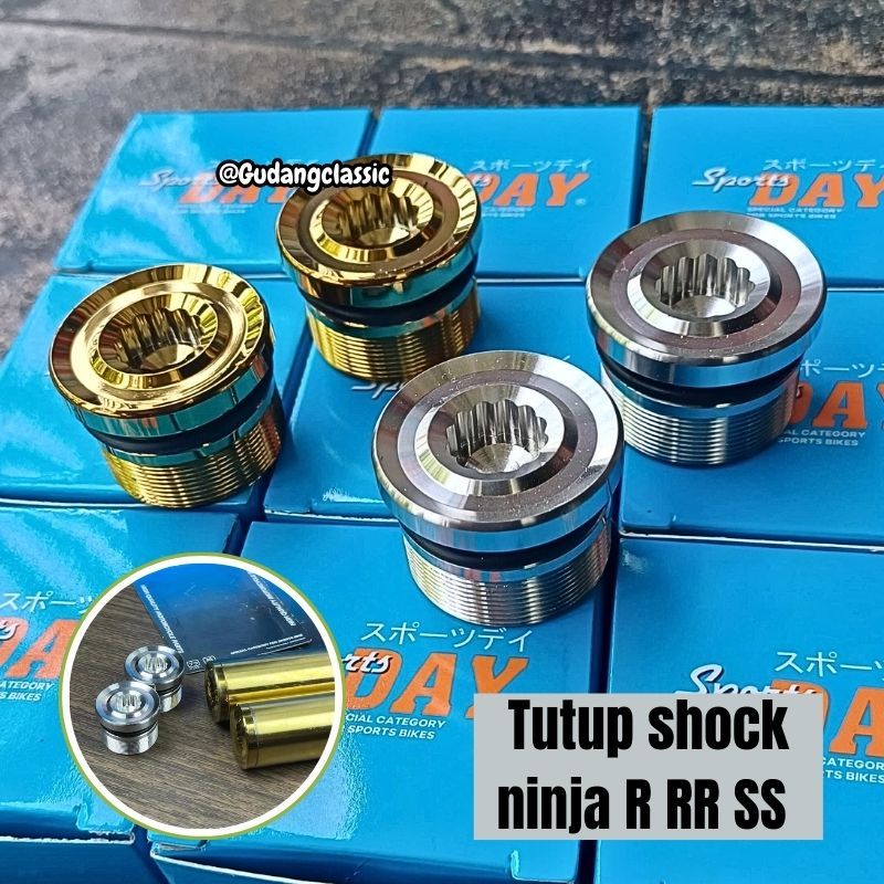 tutup shock ninja R RR SS baut shock depan ninja R RR SS SILVER cnc STAINLES impor DAY