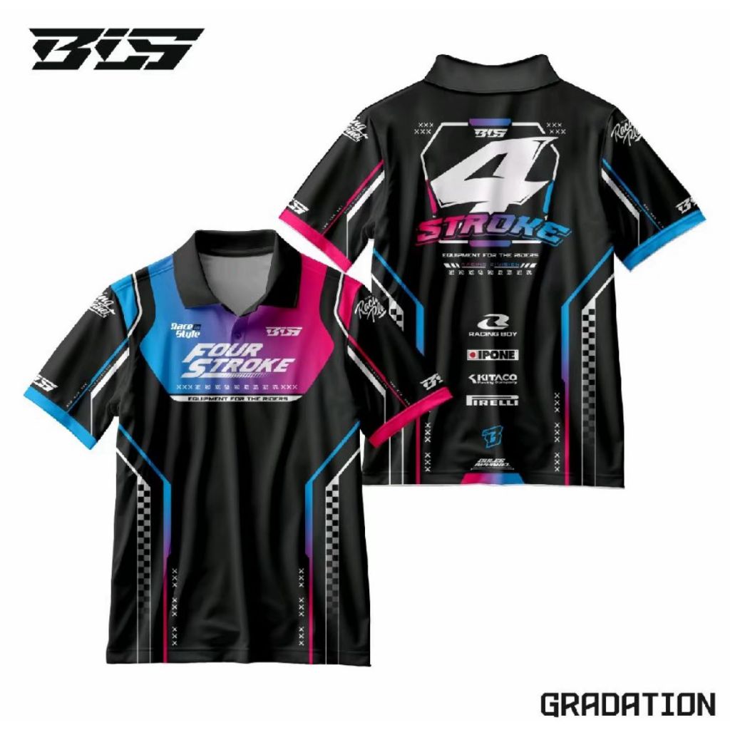 Kaos Jersey polo racing premium 4 stroke full printig