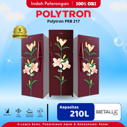 LEMARI ES POLYTRON PRB-217/KULKAS POLYTRON 2 PINTU/REFRIGERATOR/Lemari Es Jombang Murah