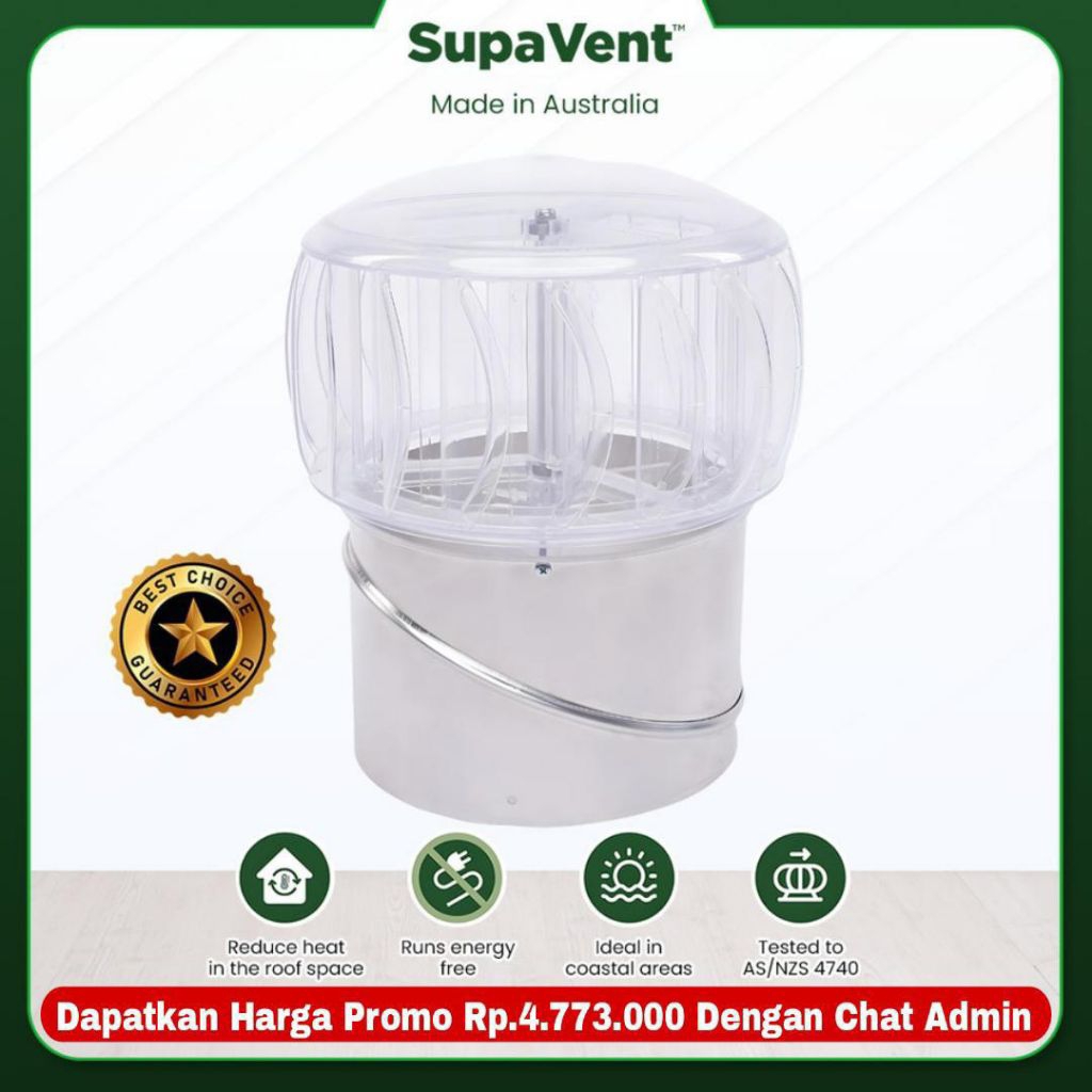 Turbin Ventilator Rumah SupaVent | Turbo Beam | Wind Driven Roof Turbine Policarbonat | Ventilasi Ud