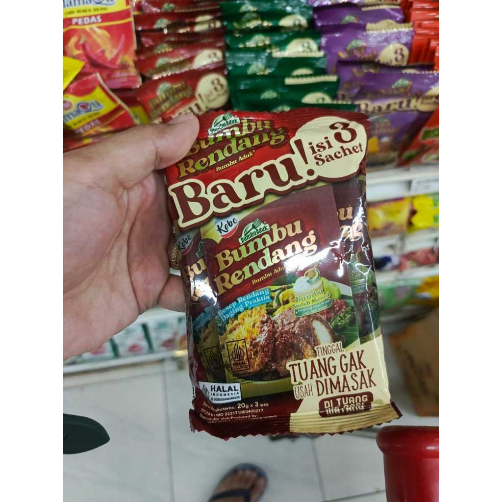 

Kobe Bumbu Rendang isi 3 pcs Sachets Tinggal Tuang Gas usah dimasak