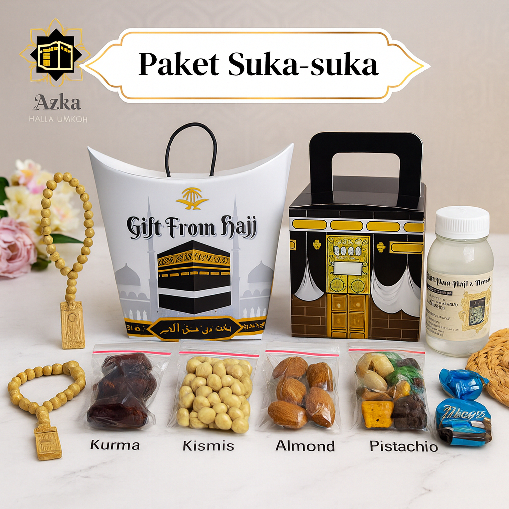 

OLEH-OLEH HAJI DAN UMROH CUSTOM / PAKET SUKA-SUKA TERLENGKAP