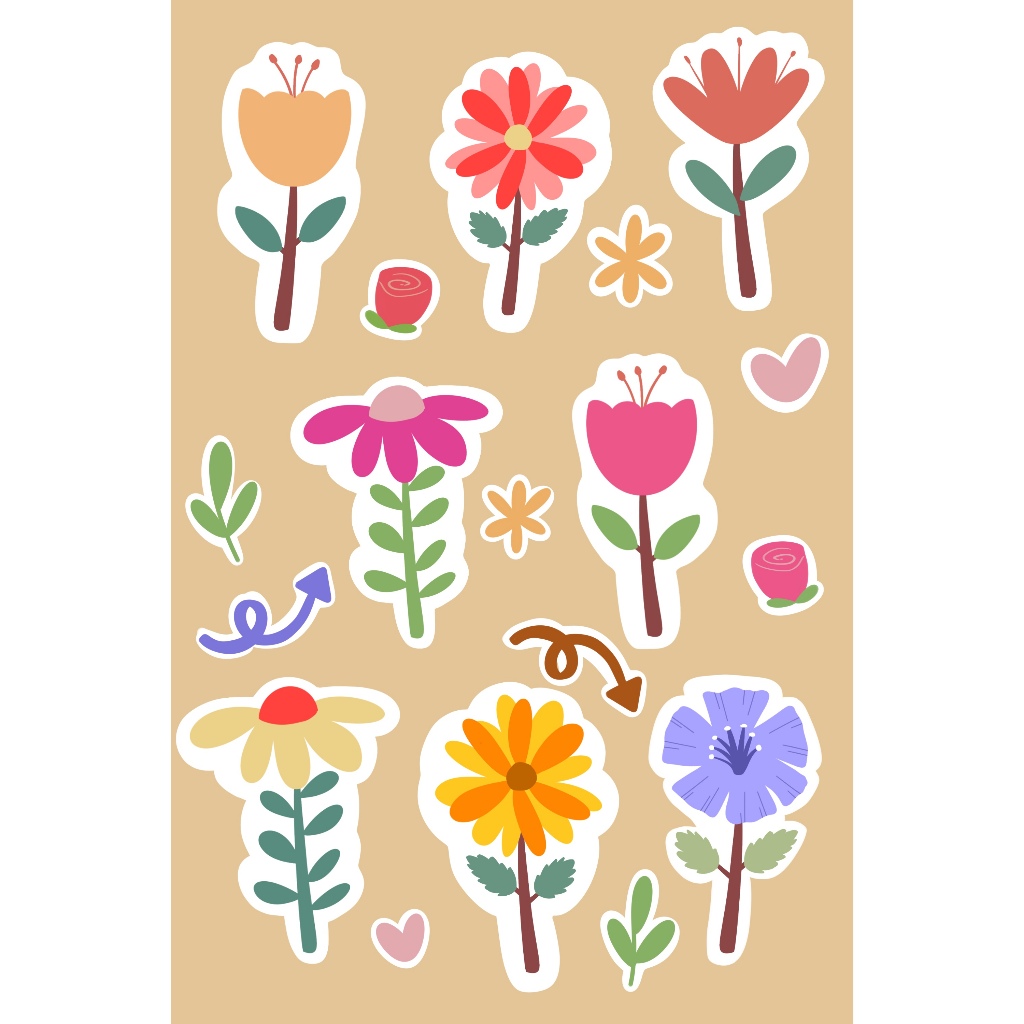 

Sticker Bunga Aesthetic Waterproof 10x14cm | Stiker Laptop Tumbler Helm HP | Laminasi Doff / Glossy