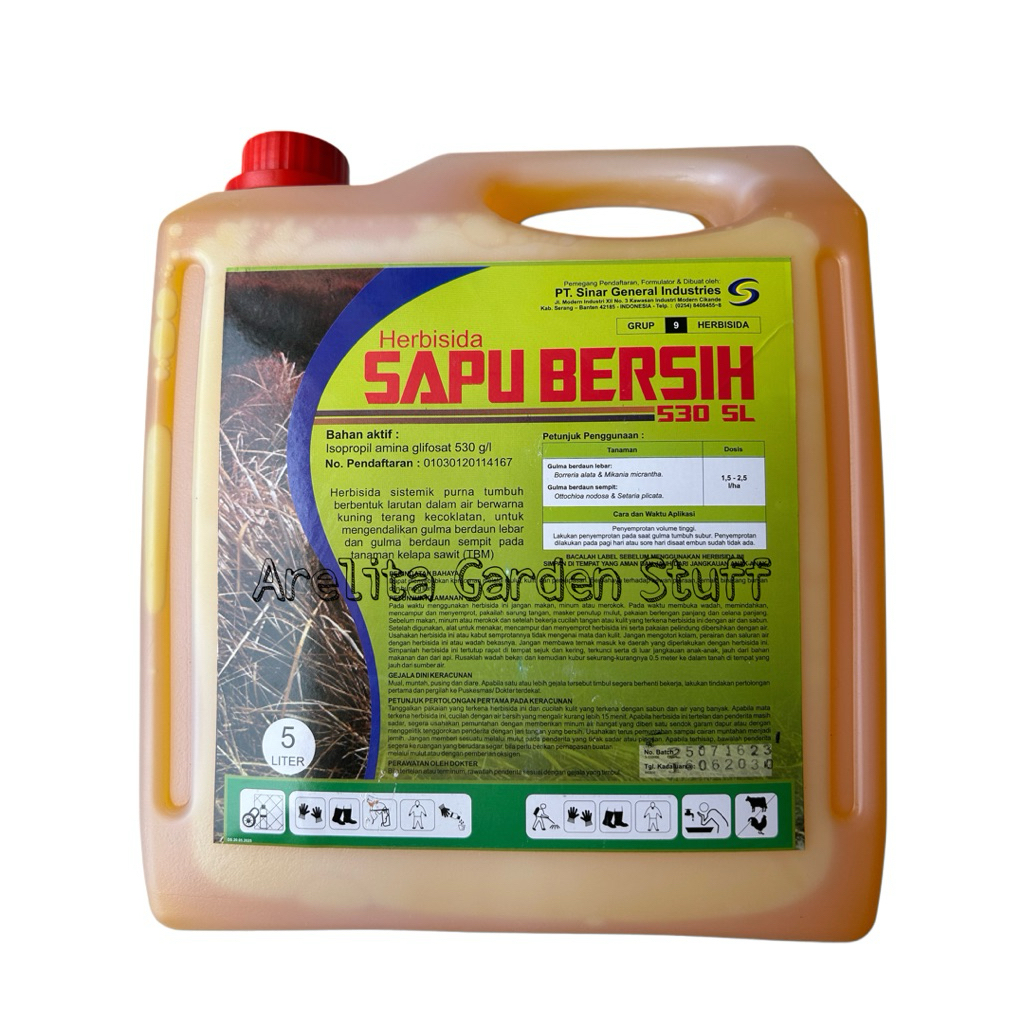 Racun Rumput/Herbisida Sapu Bersih 530SL kemasan 5Lliter