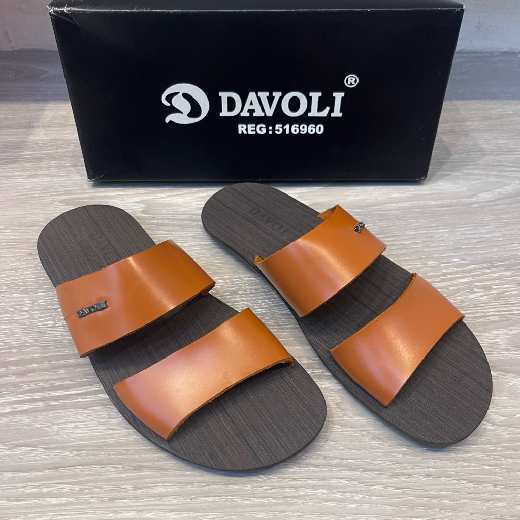 Davoli - Sandal Selop Pria / Sandal Kulit Laki-laki 9106