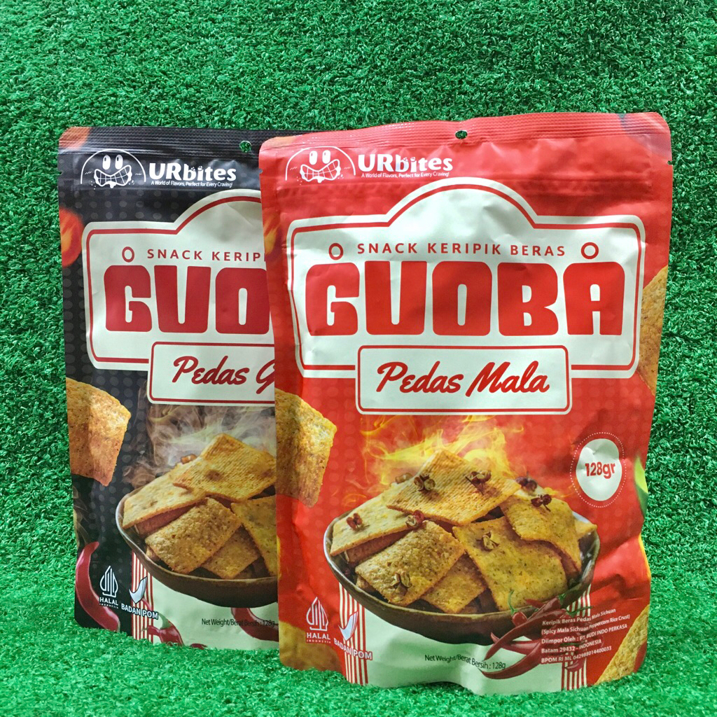

URbites Guoba Snack Keripik Beras Pedas Gila / Mala Spicy Rice Crackers Kemasan Pouch 128gr HALAL