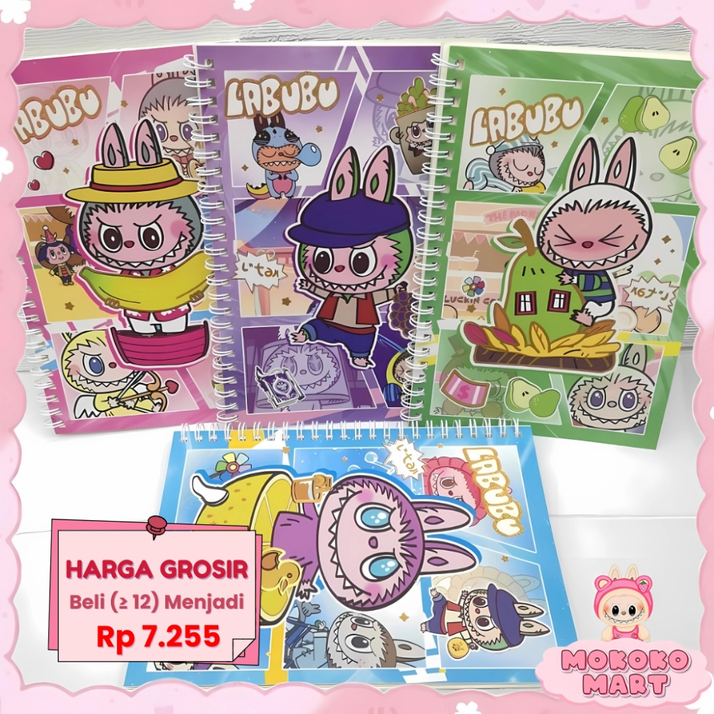 

MM Notebook A5 Buku Tulis RIng Motif Labubu / Buku Diary Note Sekolah Paper Kertas Buku Harian MB30