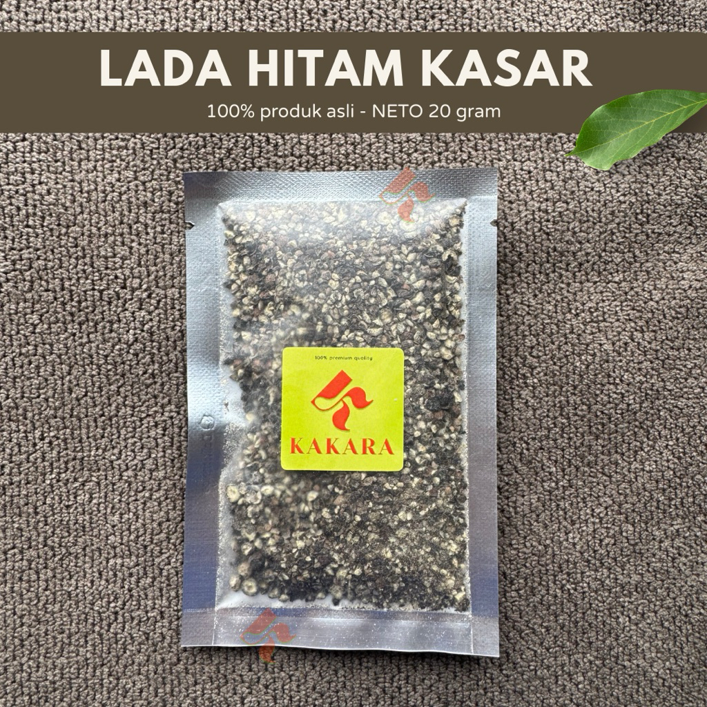 

KAKARA - Lada Hitam Bubuk Kasar / Crushed Black Pepper 20 gram bumbu dapur bumbu masak kemasan kecil kemasan sachet