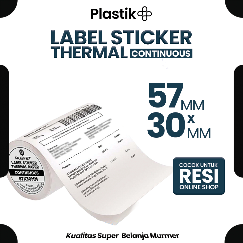 

Struk Kasir Stiker Thermal 57X 30 Label Barcode Stiker Resi Thermal Paper Thermal Rusfet Ecer