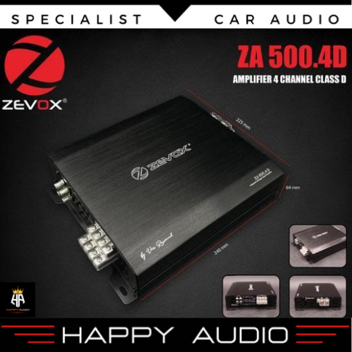 Power Amplifier 4 Chanel Zevox ZA 500.4D Class D Power Ampli Audio Mobil