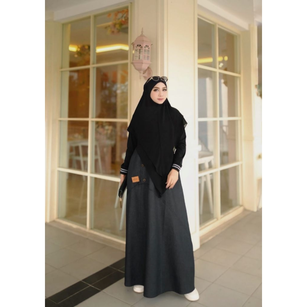 Gamis jeans set khimar ori effoni