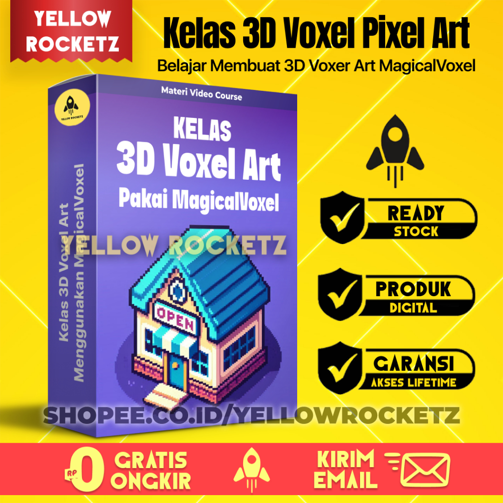 Kelas Voxel Art 3D dengan MagicaVoxel – Siap Render dan Edit di Blender - Materi Video
