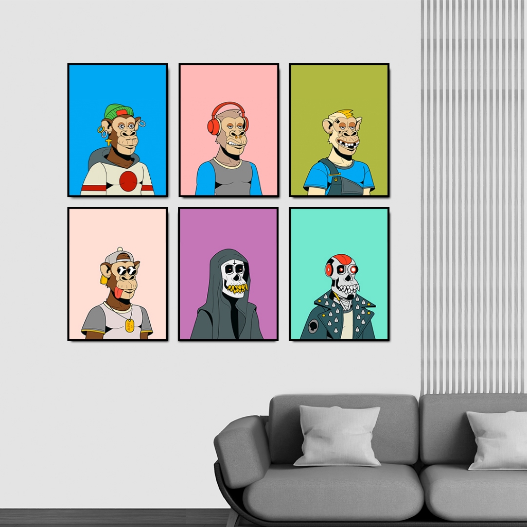 ARAKA Poster NFT Style Digital Art – Wall Decor Papan MDF 40x30cm, Hiasan Dinding Modern