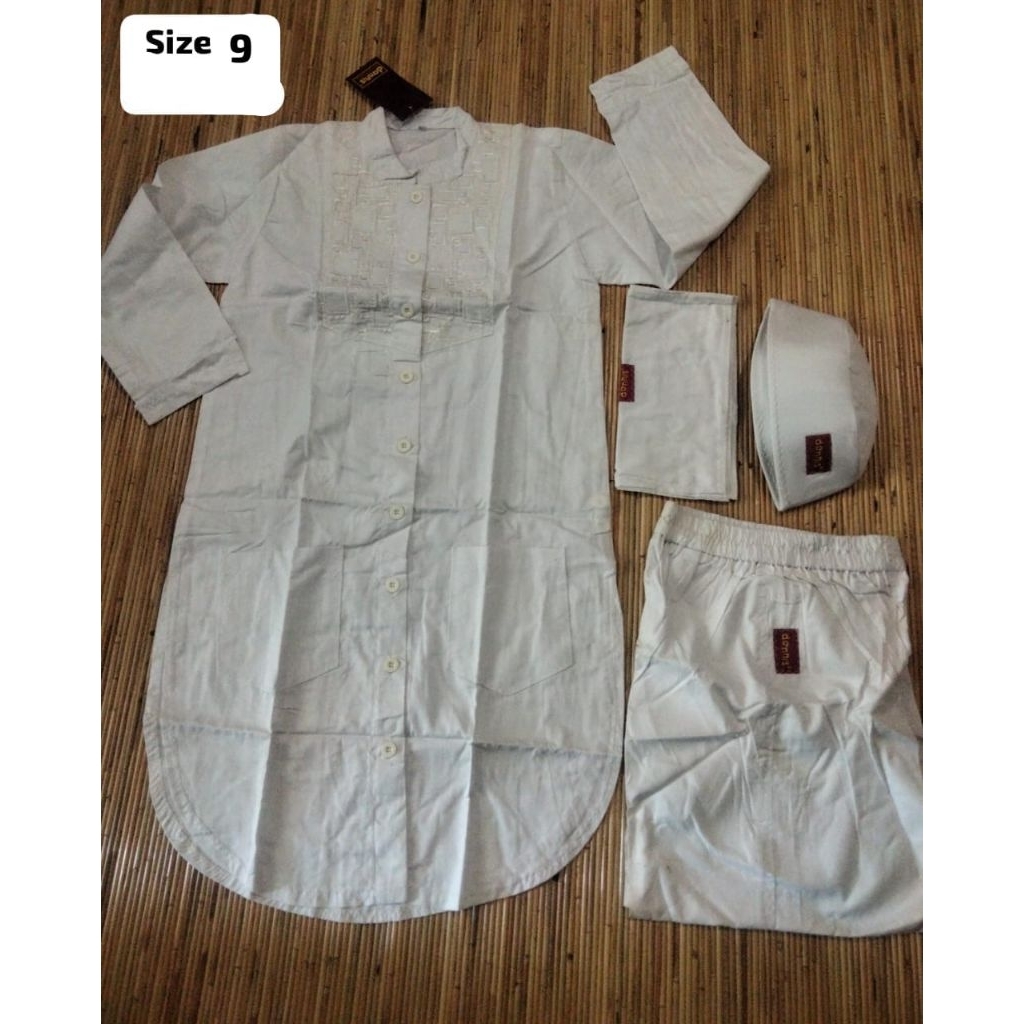 Dannis Baju Muslim Anak Laki-laki Warna Putih Size 9.10 Setelan Kemeja Koko Celana Panjang Ikhrom Mo