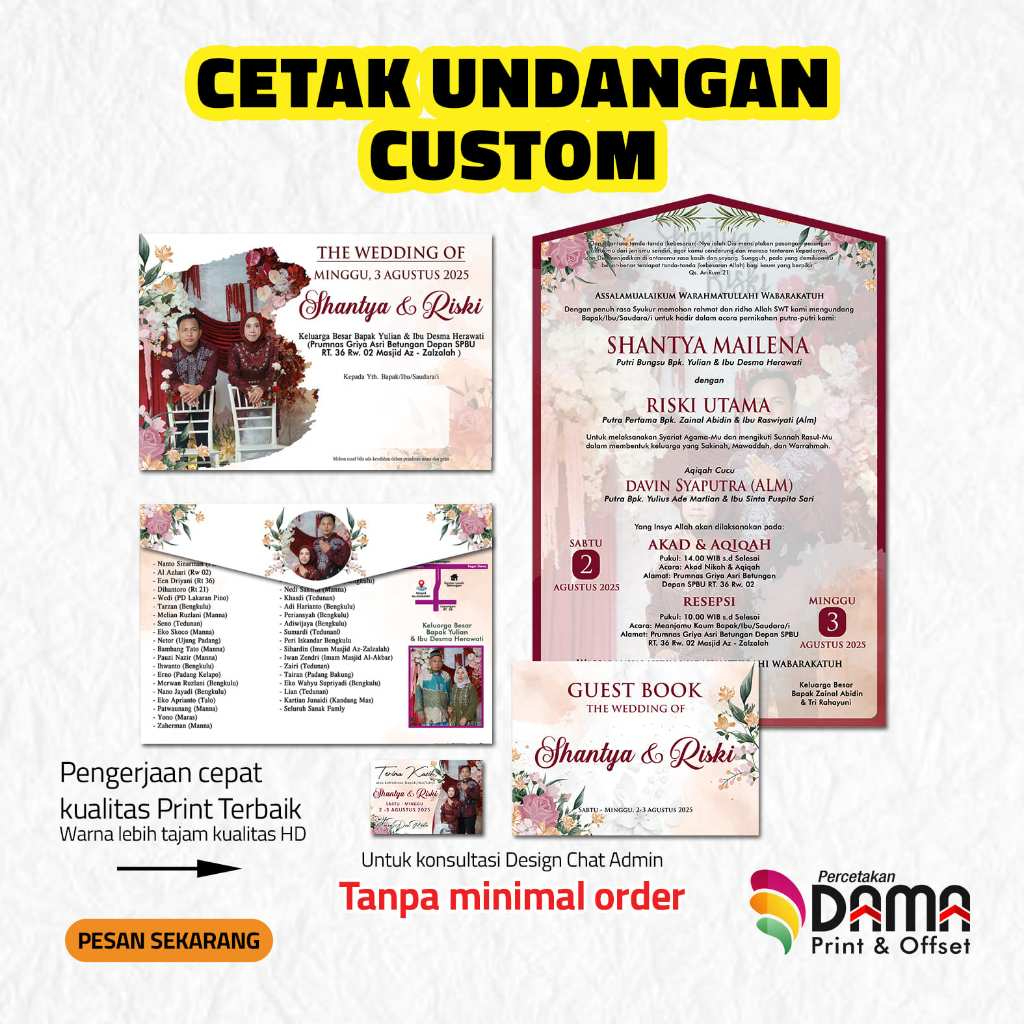 Dama Print & Offset Cetak Undangan Custom / Undangan Murah / Undangan Bahan ArtCartoon