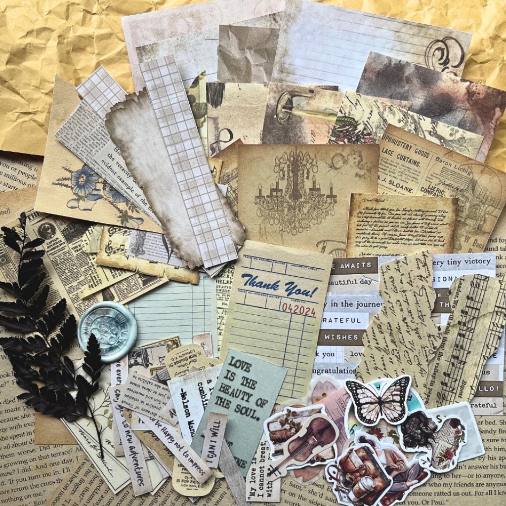 

80++pcs JOURNALING KIT VINTAGE SET / Journaling kit vintage / journaling aesthetic / paper vintage / snail mail vintage / paper deco vintage / sticker vintage / journal sticker / kertas journal aesthetic / frame kertas aesthetic