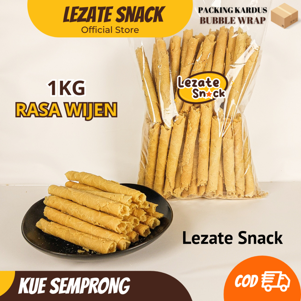 

Kue Sempron Wijen 1KG Gulung Kekinian Kiloan Terenak Murah Renyah / Kue Kapit Wafer Roll Lezate Snack SEDAP SNACK