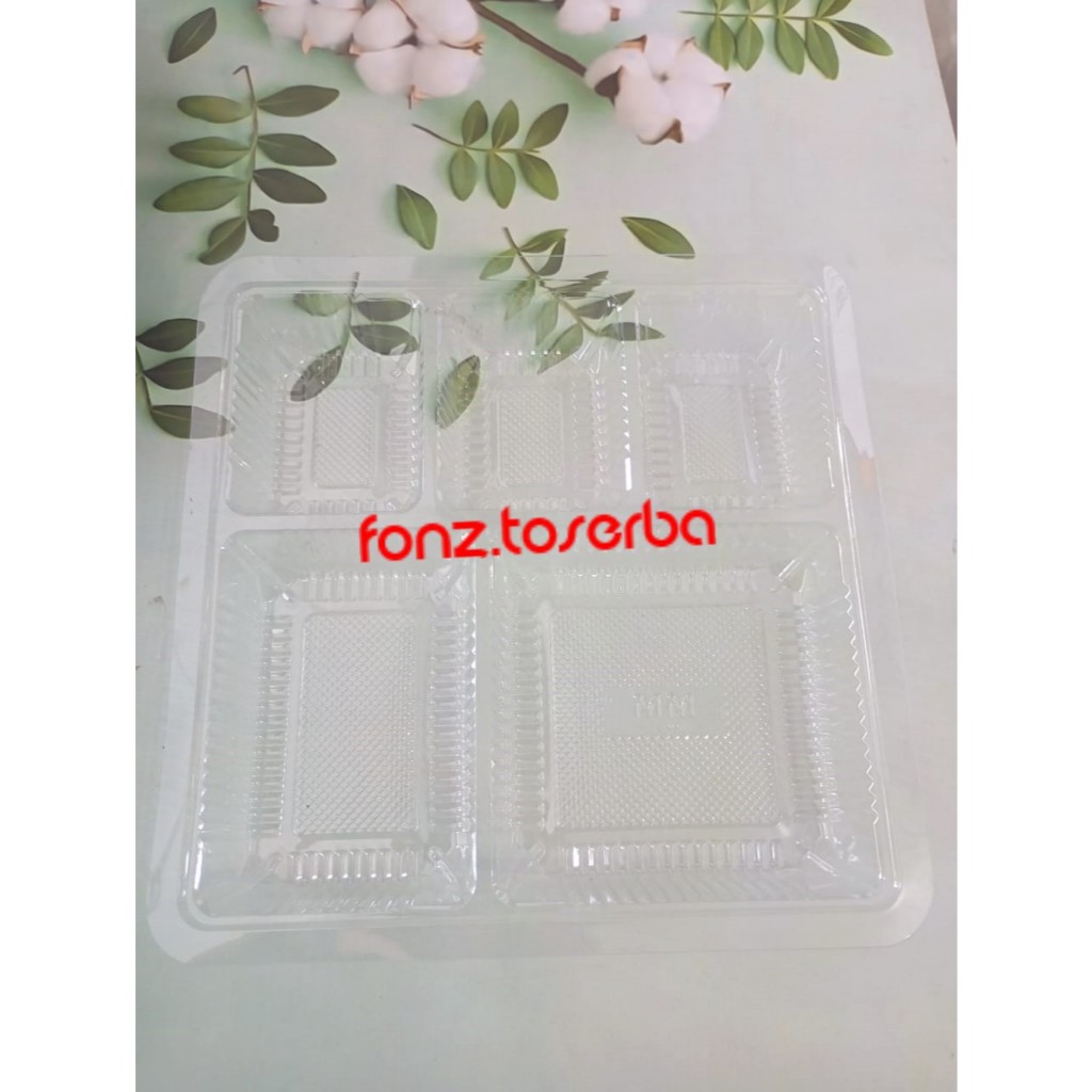 MIKA NASI KOTAK 5 SEKAT BENING uk 20x20 ISI 50PCS / PACK KOTAK SEKAT NASI