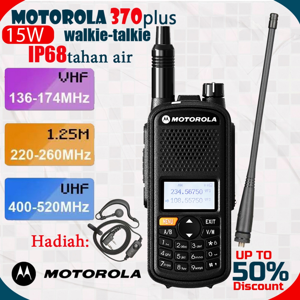 【IP68 Tahan Air】HT Motorola 370plus walkie talkie dua arah radio jarak jauh radio walkie walkie moto