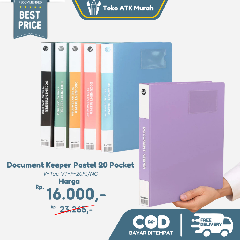 

Document Keeper Pastel V-Tec VT-F-40FL/NC 40 Pocket / Display Book Map Plastik Dokumen Kertas