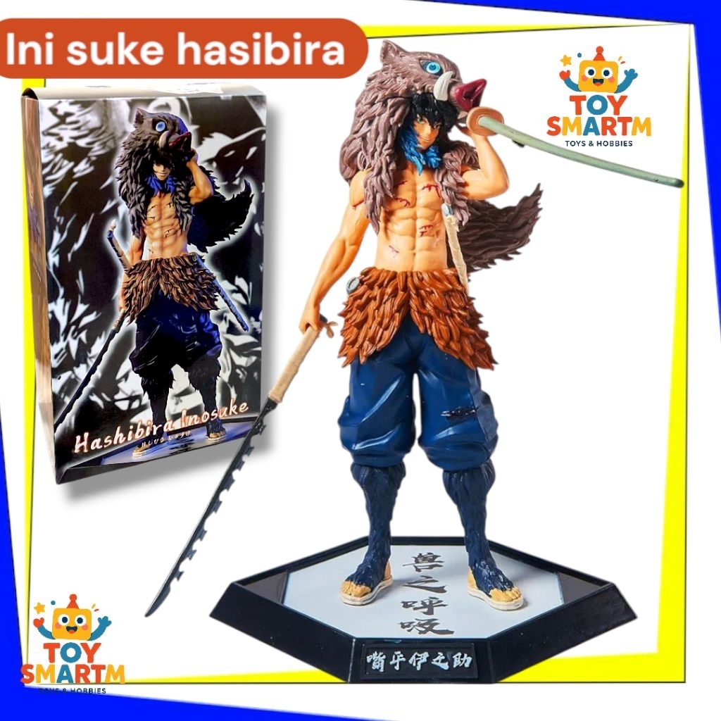 Figure Anime Demon Slayer Inosuke Hasibira Action Figure Inosuke Box koleksi Figure