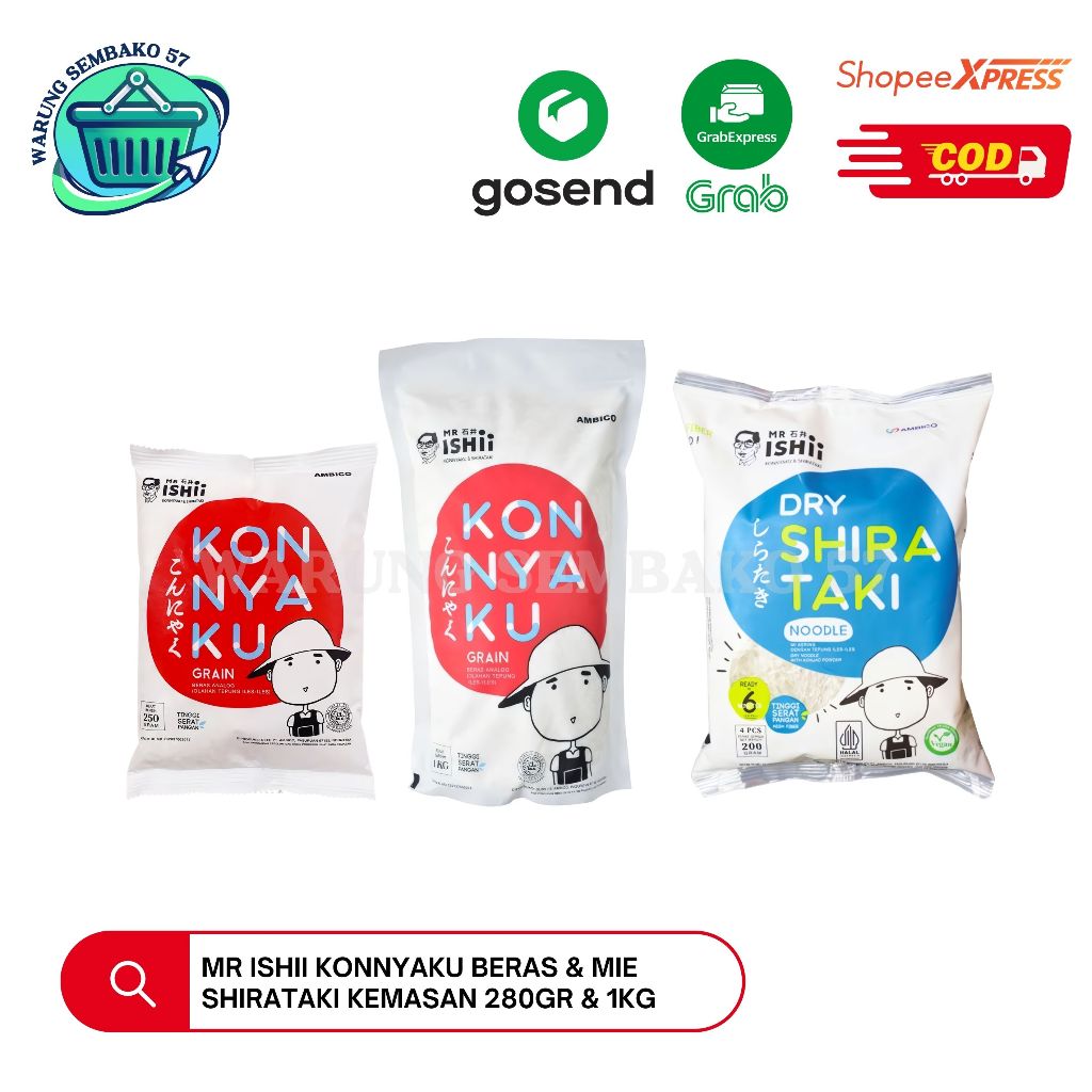 

MR ISHII Konnyaku Beras dan Mie Shirataki Grain Rice 280gr & 1kg