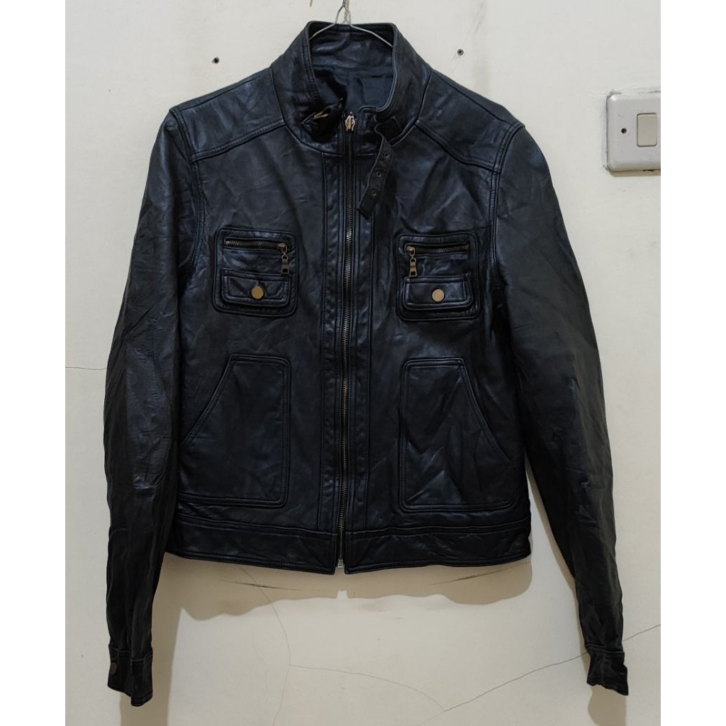 Jaket Kulit Asli Trucker Hitam